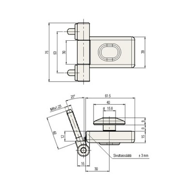Eņģe stiklam FL75 PSSD Abloy